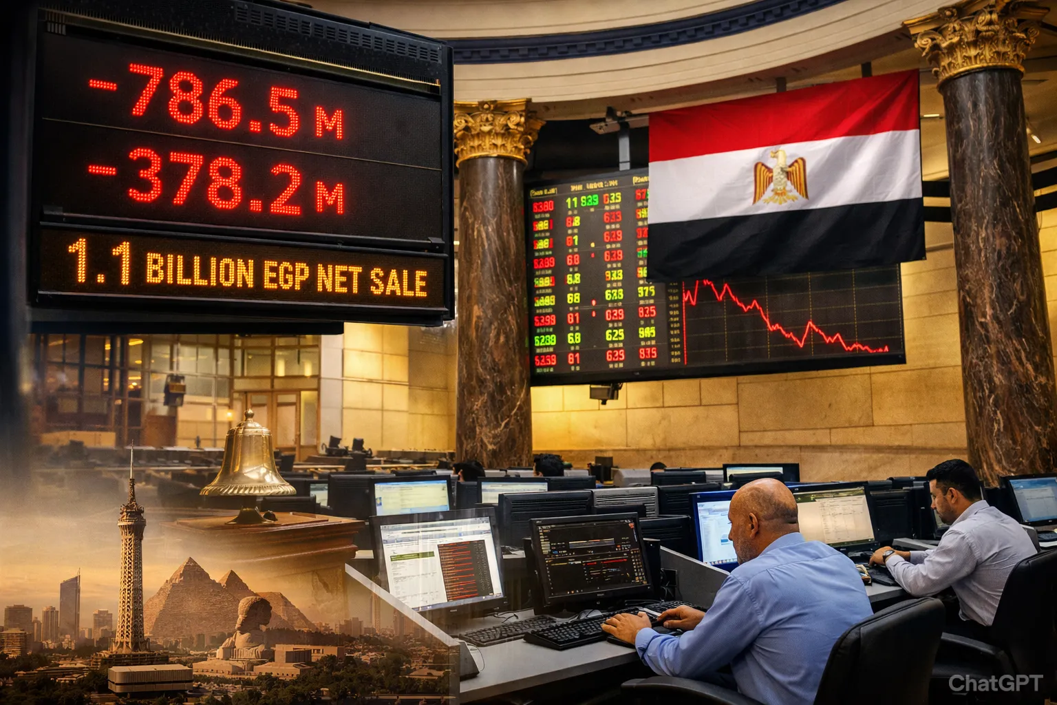 البورصة المصرية تشهد صافي بيع للأجانب والعرب بقيمة 1.1 مليار جنيه خلال أسبوع